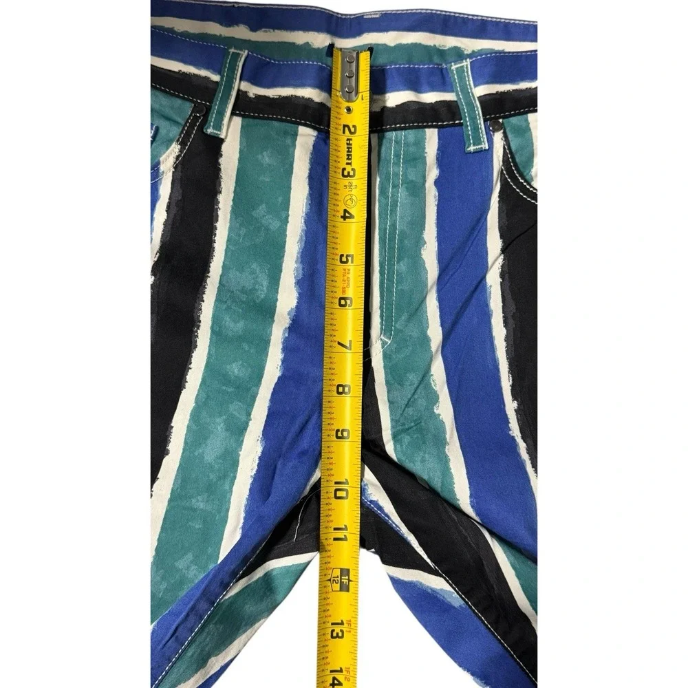Versace Collection Men's Striped‎ Slim Fit Pants 33 Blue Green Cotton Stretch